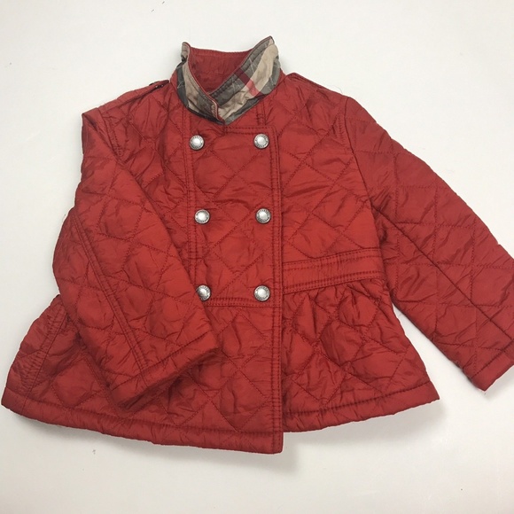 Burberry Other - BURBERRY Quilted Peplum RED GIRL COAT JACKET 12M